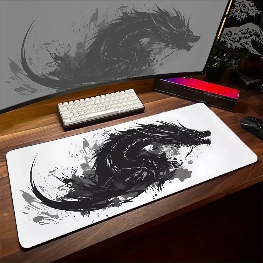 Gaming Accessories For Pc Setup - Muismat Grote Kawaii Dragon-muismat Wit XXL