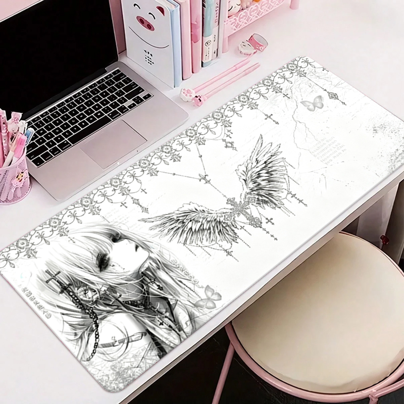 Gaming Accessories Girls - Leren muismat Zwart Wit Anime Esthetiek