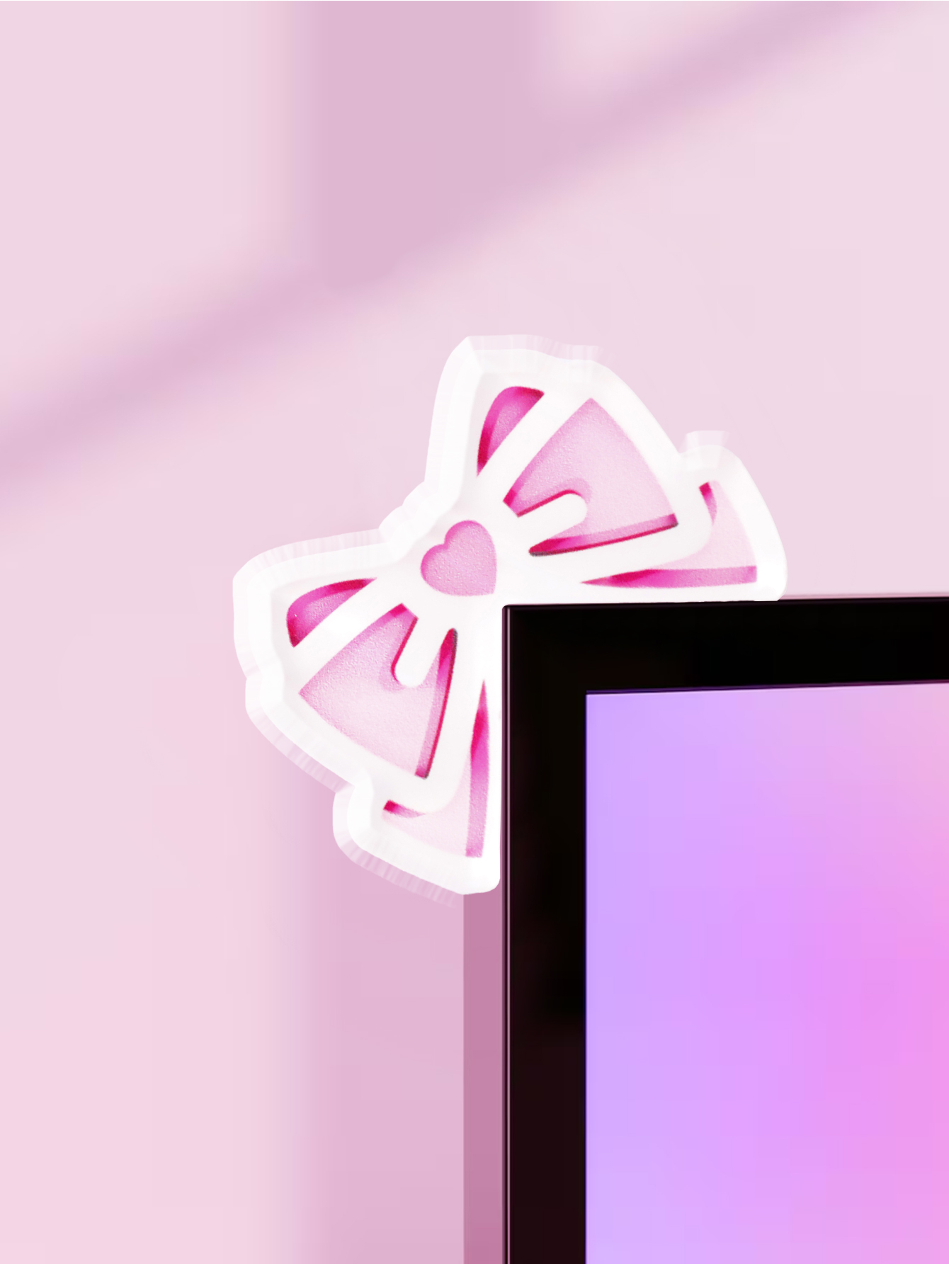 Gaming Accessories For Pc Setup - Kawaii Bow Monitor Decor Roze Acryl